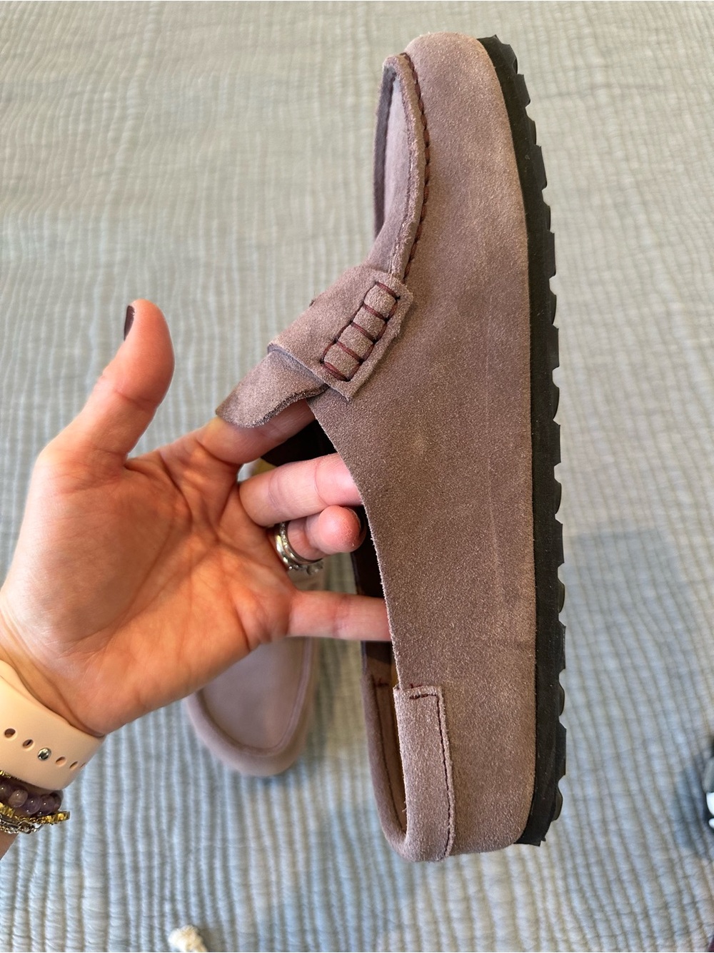 Birkenstock Women's Suede Penny Loafer Mules in Dusty Rose size 39 - Picture 11 of 16